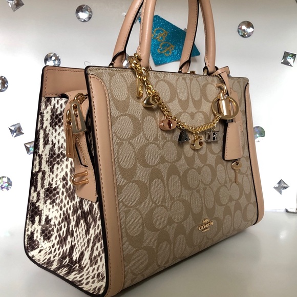 Coach Handbags - COACH💎SNAKESKIN ZOE SATCHEL + KEYCHAIN BAG CHARM